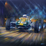  Monaco G.P. 1967
Jim Clark, Lotus 33 exits the tunnel at Monaco.
Acrylic on canvas 80cm x 80cm
SOLD
