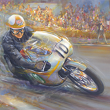 Isle of Man 1961
Mike Hailwood TT winning Honda RC162 250cc
Acrylic on canvas 70cm x 50cm
SOLD